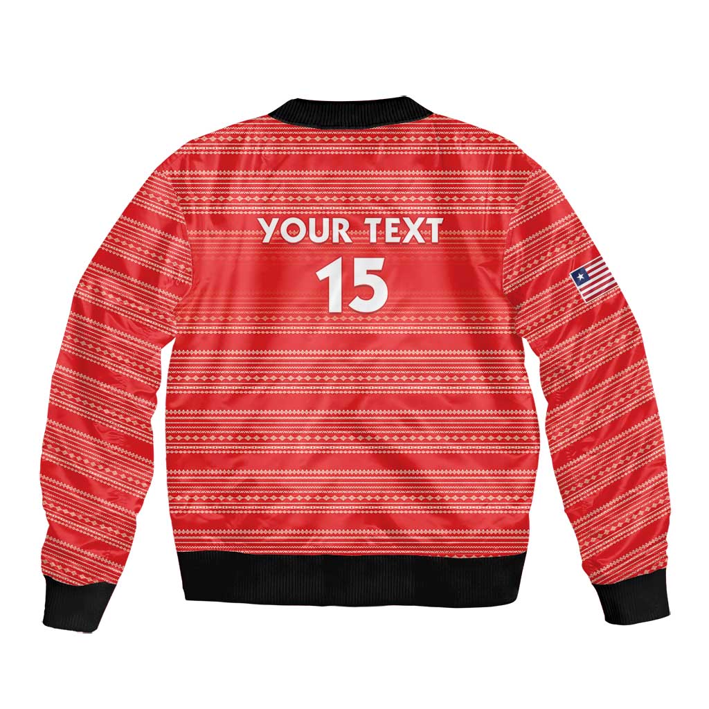 Custom Liberia Football Bomber Jacket African Tribal Pattern - Red Jersey - African Pride