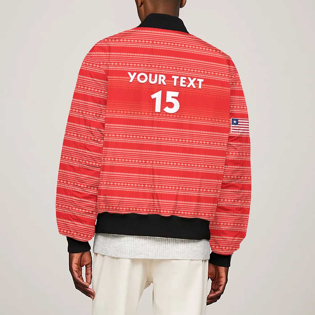 Custom Liberia Football Bomber Jacket African Tribal Pattern - Red Jersey - African Pride