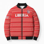 Custom Liberia Football Bomber Puffer Jacket Women Red Jersey