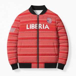 Custom Liberia Football Bomber Puffer Jacket Women Red Jersey