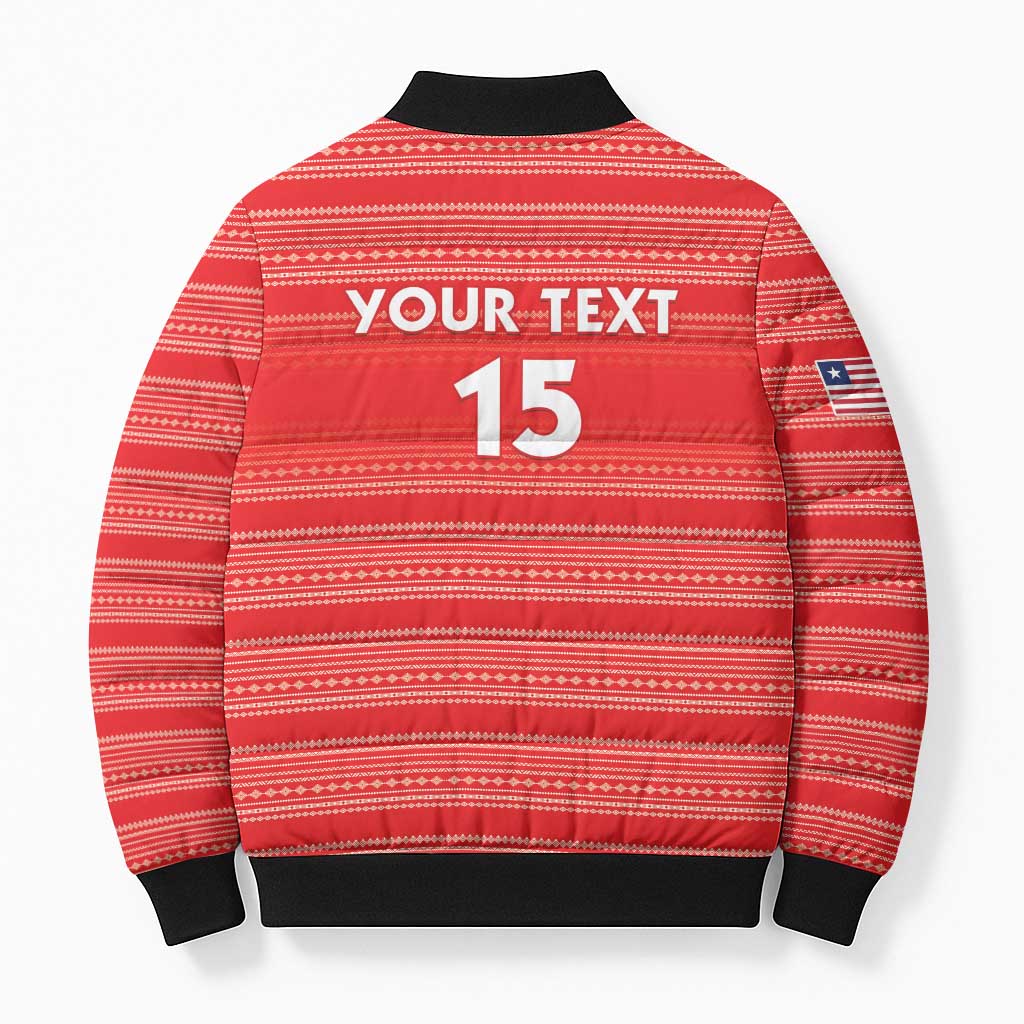 Custom Liberia Football Bomber Puffer Jacket Women Red Jersey