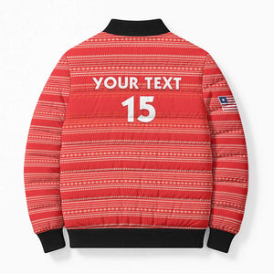 Custom Liberia Football Bomber Puffer Jacket Women Red Jersey