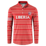 Custom Liberia Football Button Sweatshirt Women Red Jersey