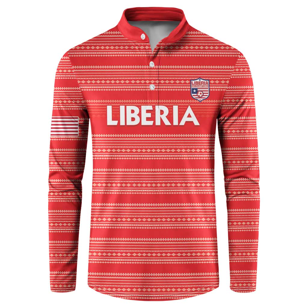 Custom Liberia Football Button Sweatshirt Women Red Jersey