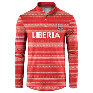 Custom Liberia Football Button Sweatshirt Women Red Jersey