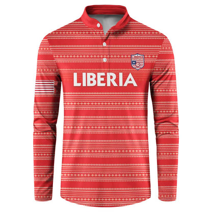 Custom Liberia Football Button Sweatshirt Women Red Jersey