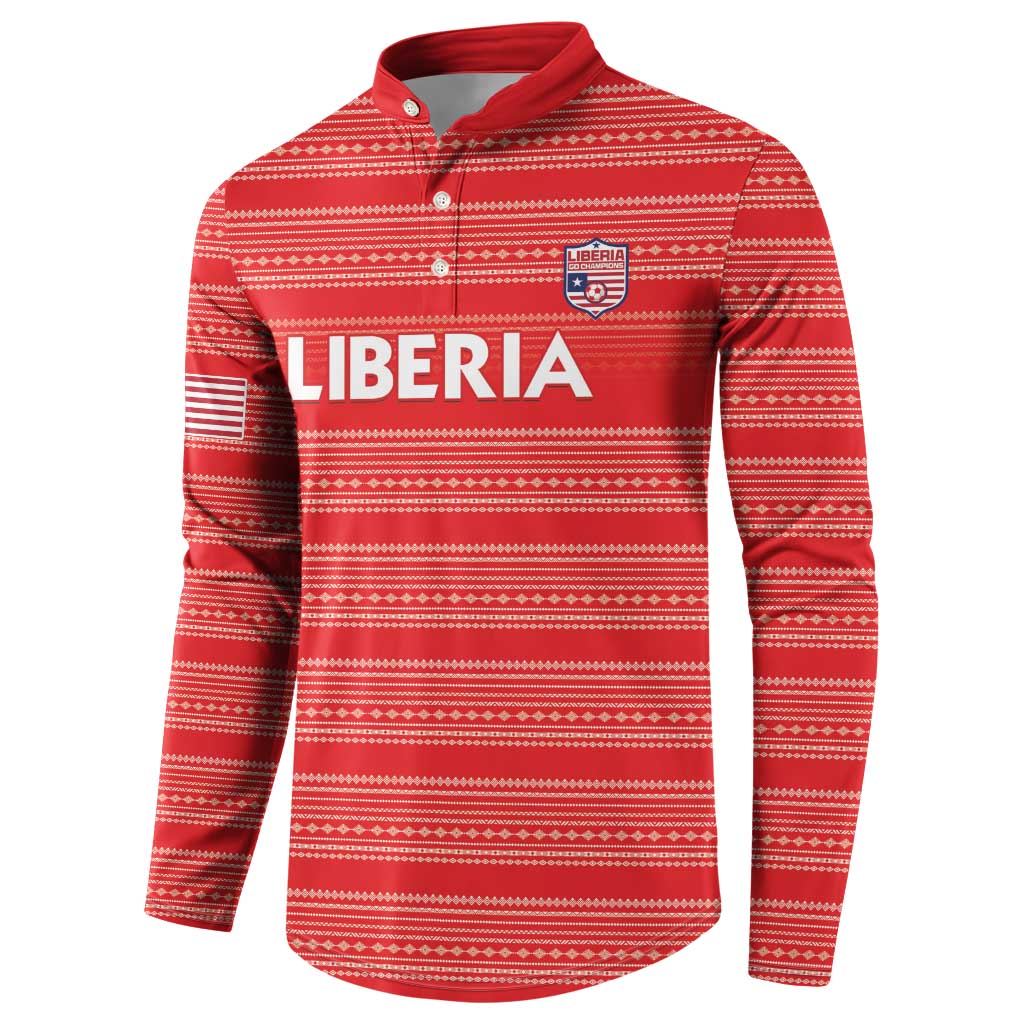 Custom Liberia Football Button Sweatshirt Women Red Jersey