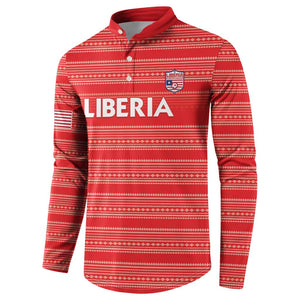Custom Liberia Football Button Sweatshirt Women Red Jersey