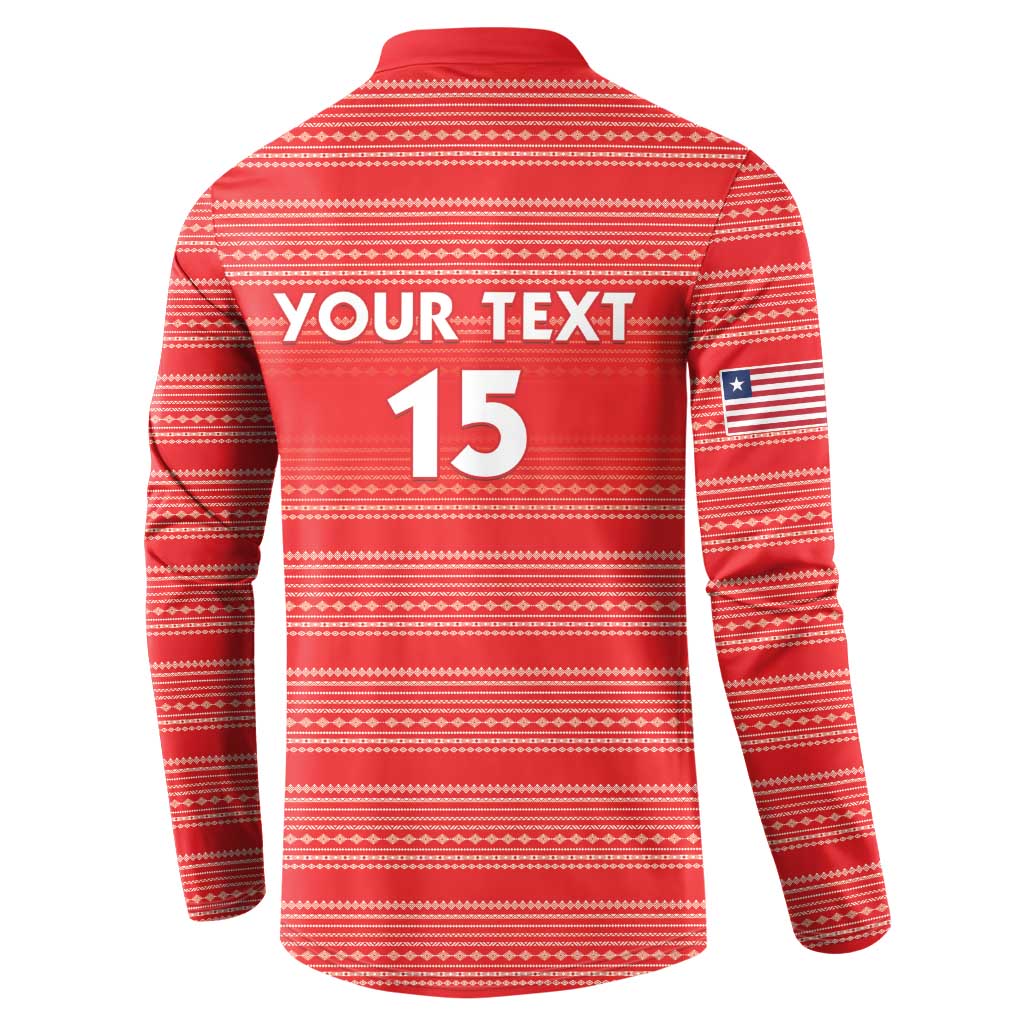 Custom Liberia Football Button Sweatshirt Women Red Jersey