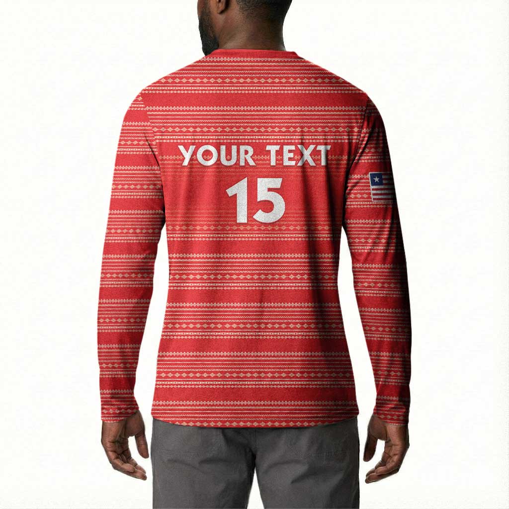 Custom Liberia Football Button Sweatshirt Women Red Jersey