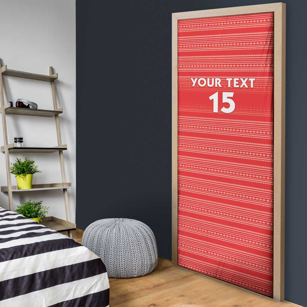 Custom Liberia Football Door Cover Women Red Jersey