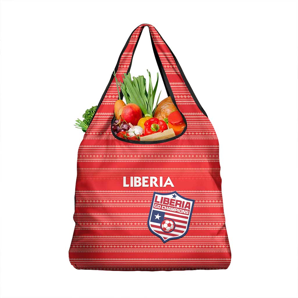 Liberia Football Grocery Bag African Tribal Pattern - Red Jersey - African Pride