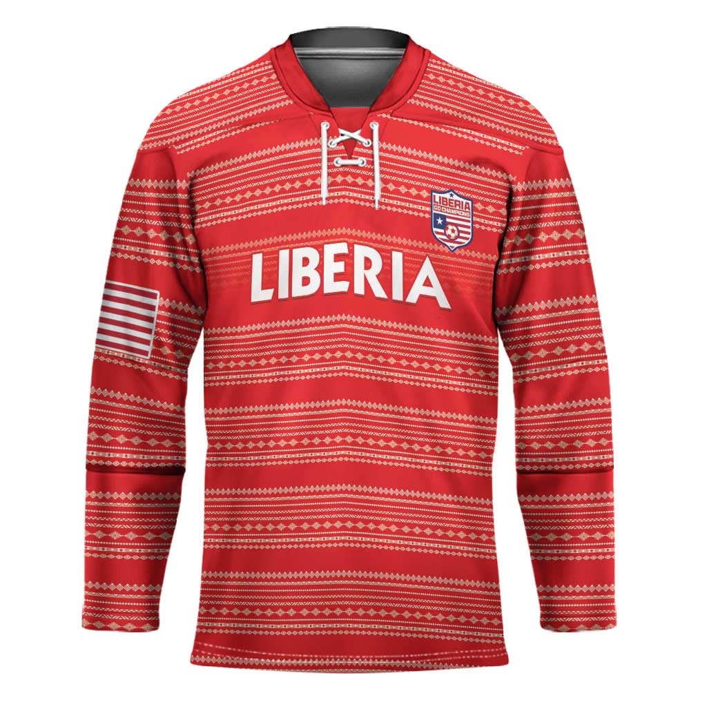 Custom Liberia Football Hockey Jersey Women Red Jersey
