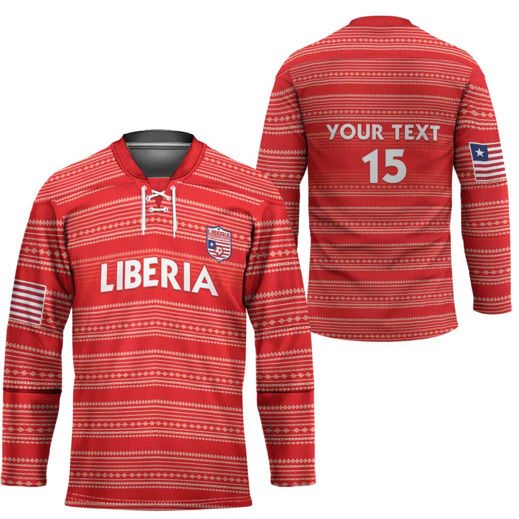 Custom Liberia Football Hockey Jersey Women Red Jersey