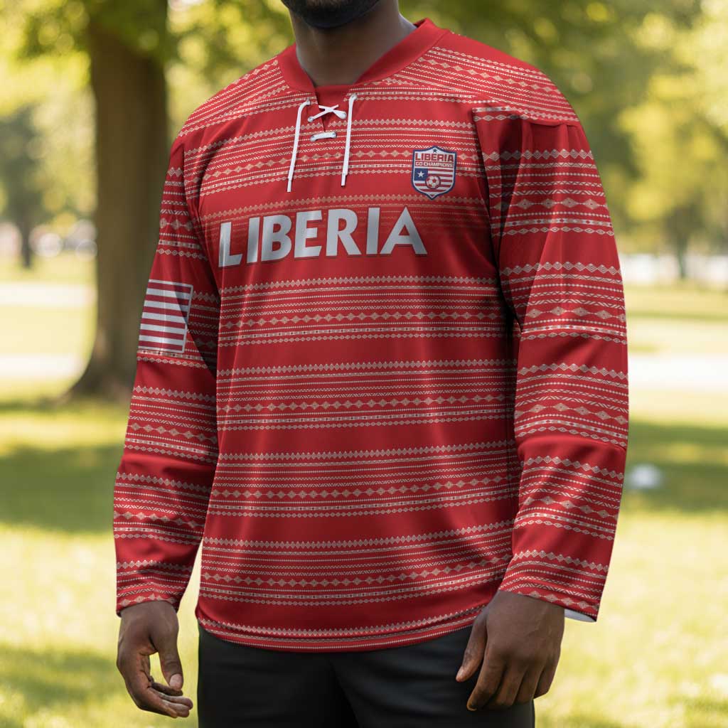 Custom Liberia Football Hockey Jersey Women Red Jersey
