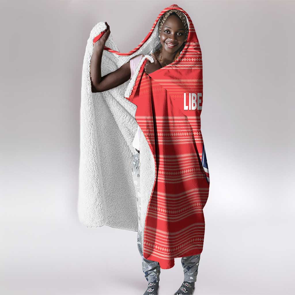 Liberia Football Hooded Blanket African Tribal Pattern - Red Jersey - African Pride