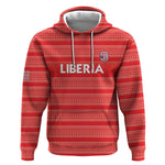 Custom Liberia Football Hoodie African Tribal Pattern - Red Jersey - African Pride