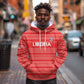 Custom Liberia Football Hoodie African Tribal Pattern - Red Jersey - African Pride