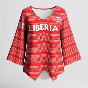 Custom Liberia Football Kimono Sleeve Blouse Women Red Jersey