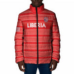 Custom Liberia Football Padded Jacket Women Red Jersey