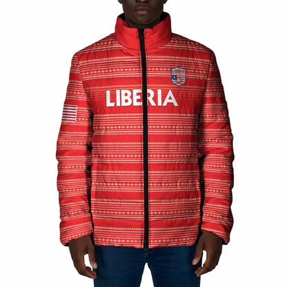 Custom Liberia Football Padded Jacket Women Red Jersey