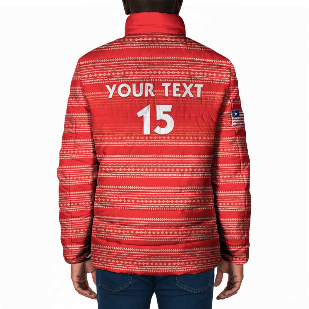 Custom Liberia Football Padded Jacket Women Red Jersey