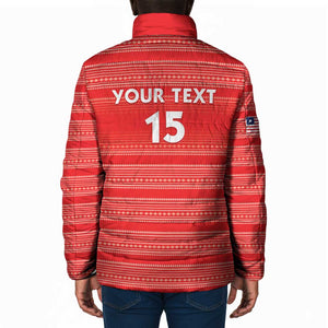 Custom Liberia Football Padded Jacket Women Red Jersey