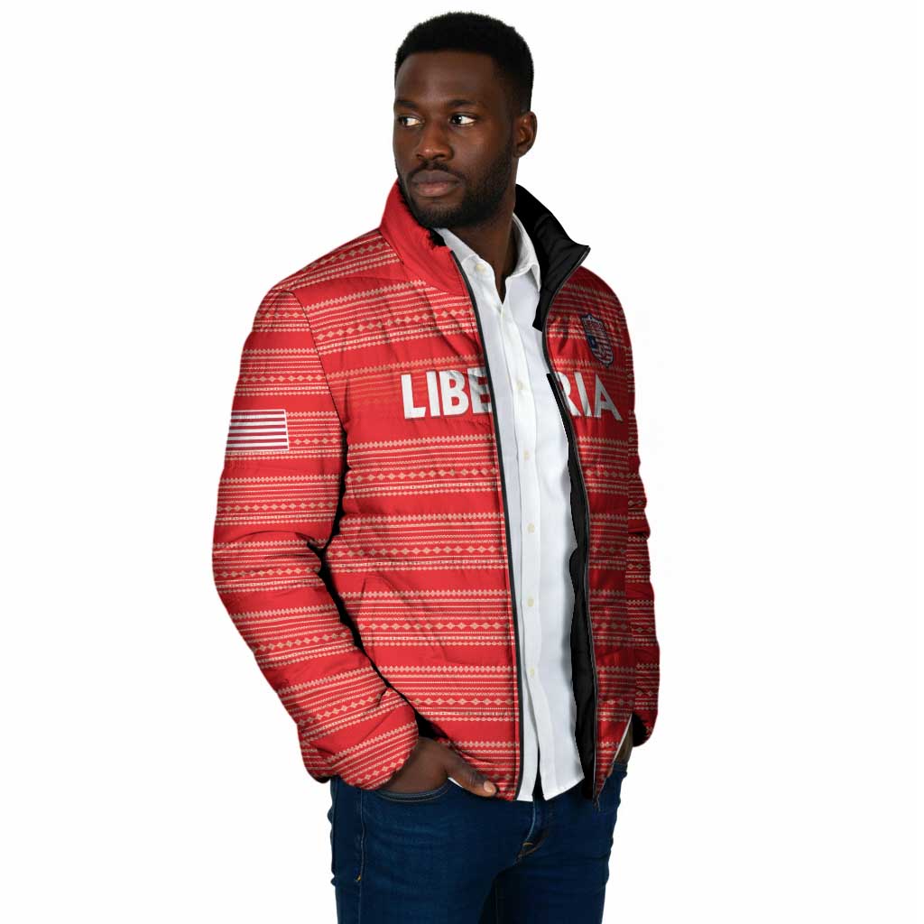 Custom Liberia Football Padded Jacket Women Red Jersey