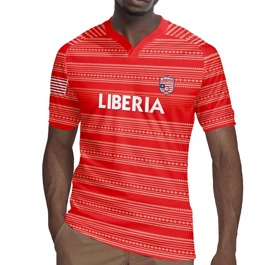 Custom Liberia Football Rugby Jersey African Tribal Pattern - Red Jersey - African Pride