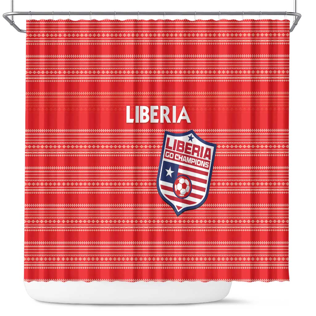Liberia Football Shower Curtain African Tribal Pattern - Red Jersey - African Pride
