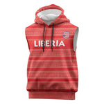 Custom Liberia Football Sleeveless Hoodie African Tribal Pattern - Red Jersey - African Pride