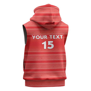 Custom Liberia Football Sleeveless Hoodie African Tribal Pattern - Red Jersey - African Pride