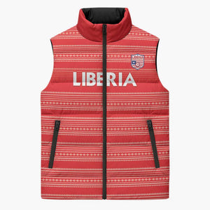 Custom Liberia Football Sleeveless Puffer Jacket Women Red Jersey