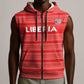 Custom Liberia Football Sleeveless Zip Hoodie African Tribal Pattern - Red Jersey - African Pride