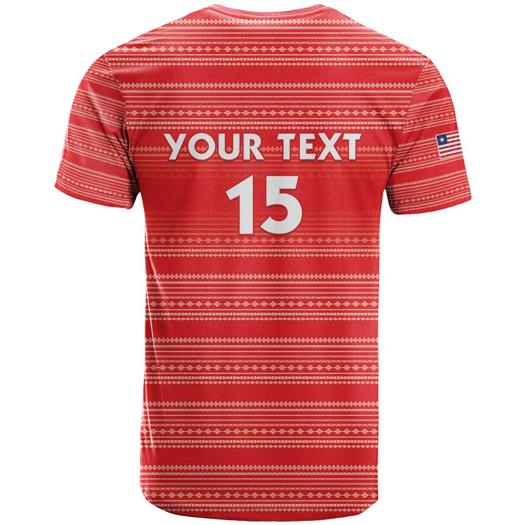 Custom Liberia Football T shirt African Tribal Pattern - Red Jersey - African Pride
