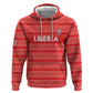 Custom Liberia Football Zip Hoodie African Tribal Pattern - Red Jersey - African Pride