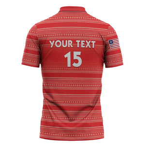 Custom Liberia Football Zipper Polo Shirt Women Red Jersey