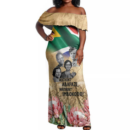 South African Women Fight Apartheir Off Shoulder Maxi Dress Wathint Abafazi Wathint Imbokodo - African Pride