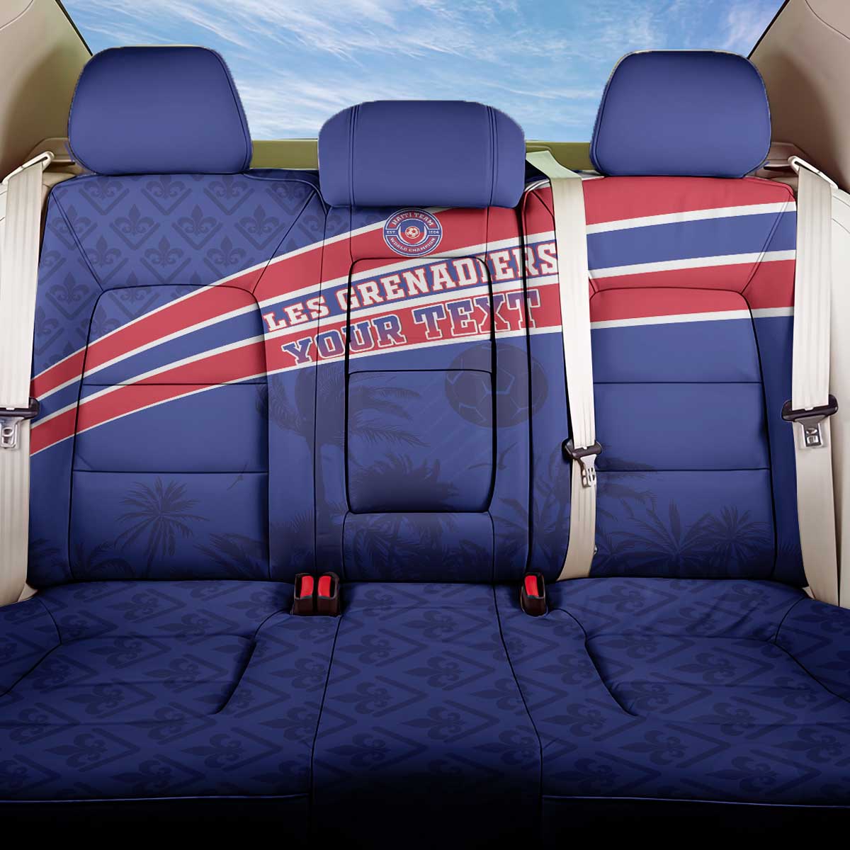 Custom Haiti Football Back Car Seat Cover Go Champions Les Grenadiers - African Pride