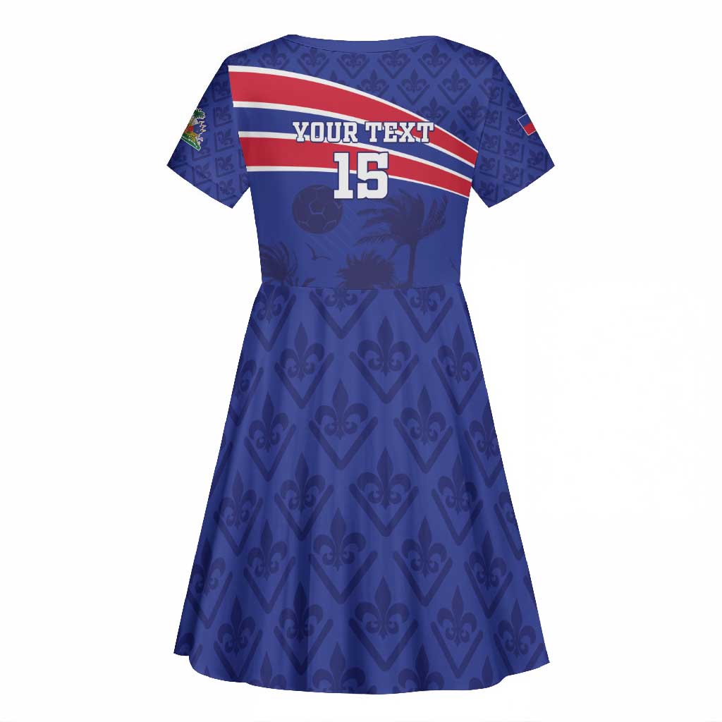 Custom Haiti Football Kid Short Sleeve Dress Go Champions Les Grenadiers - African Pride