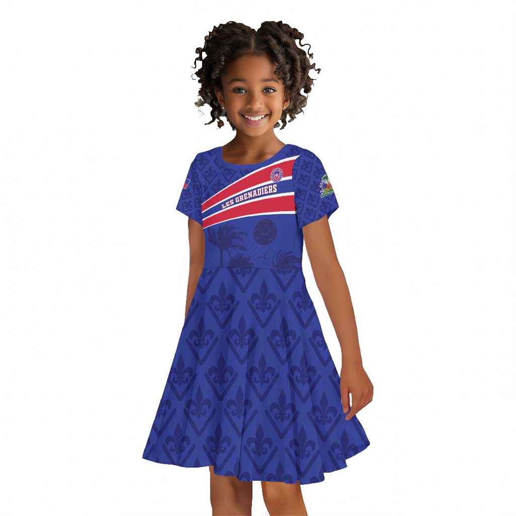 Custom Haiti Football Kid Short Sleeve Dress Go Champions Les Grenadiers - African Pride