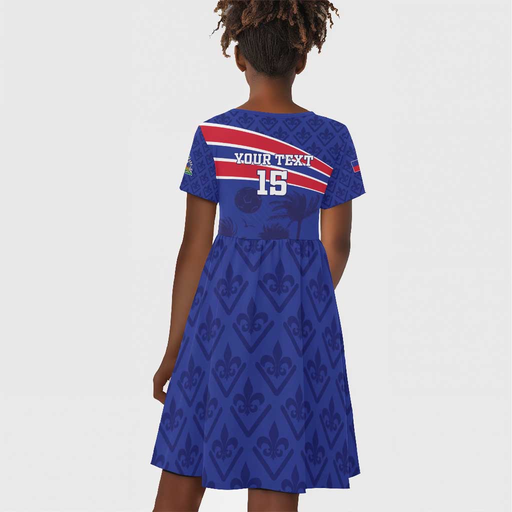Custom Haiti Football Kid Short Sleeve Dress Go Champions Les Grenadiers - African Pride