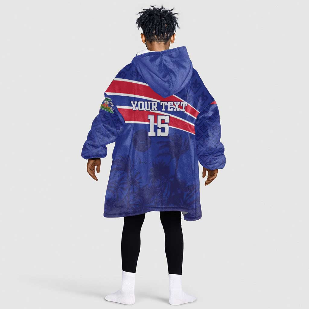 Custom Haiti Football Kid Wearable Blanket Hoodie Go Champions Les Grenadiers - African Pride
