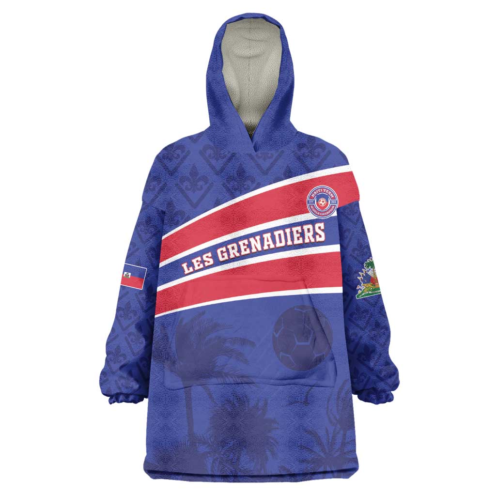 Custom Haiti Football Kid Wearable Blanket Hoodie Go Champions Les Grenadiers - African Pride