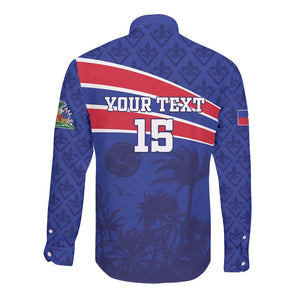 Custom Haiti Football Long Sleeve Button Shirt Go Champions Les Grenadiers - African Pride