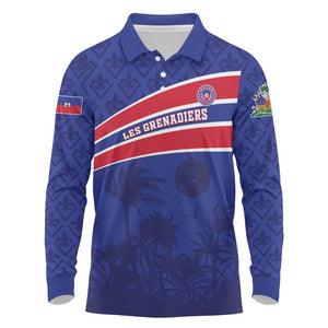 Custom Haiti Football Long Sleeve Polo Shirt Go Champions Les Grenadiers - African Pride