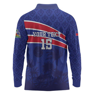 Custom Haiti Football Long Sleeve Polo Shirt Go Champions Les Grenadiers - African Pride