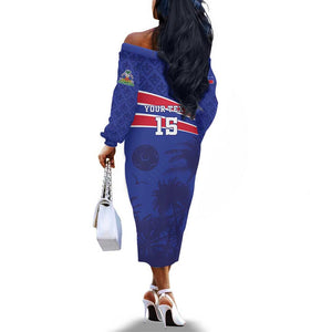 Custom Haiti Football Off The Shoulder Long Sleeve Dress Go Champions Les Grenadiers - African Pride
