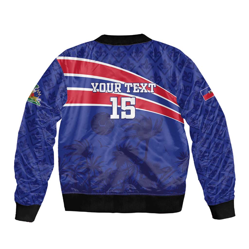 Custom Haiti Football Sleeve Zip Bomber Jacket Go Champions Les Grenadiers - African Pride