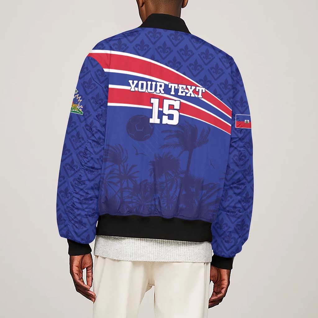 Custom Haiti Football Sleeve Zip Bomber Jacket Go Champions Les Grenadiers - African Pride